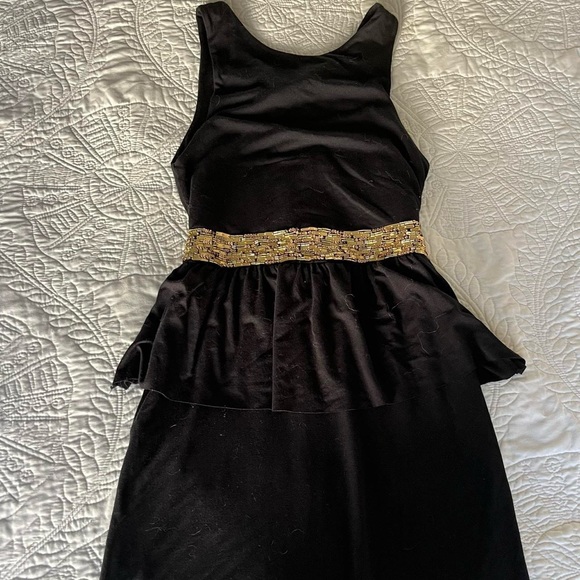 Flowers by Zoe Dresses & Skirts - NWT flowers by zoe black dress with gold bead/sequin waist